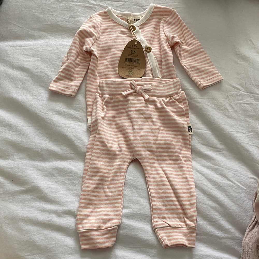 Organic Cotton Pink Stripe Kids Matching Set